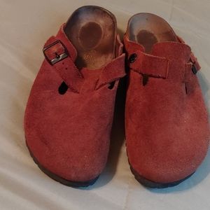 Birkenstock brown suede clogs